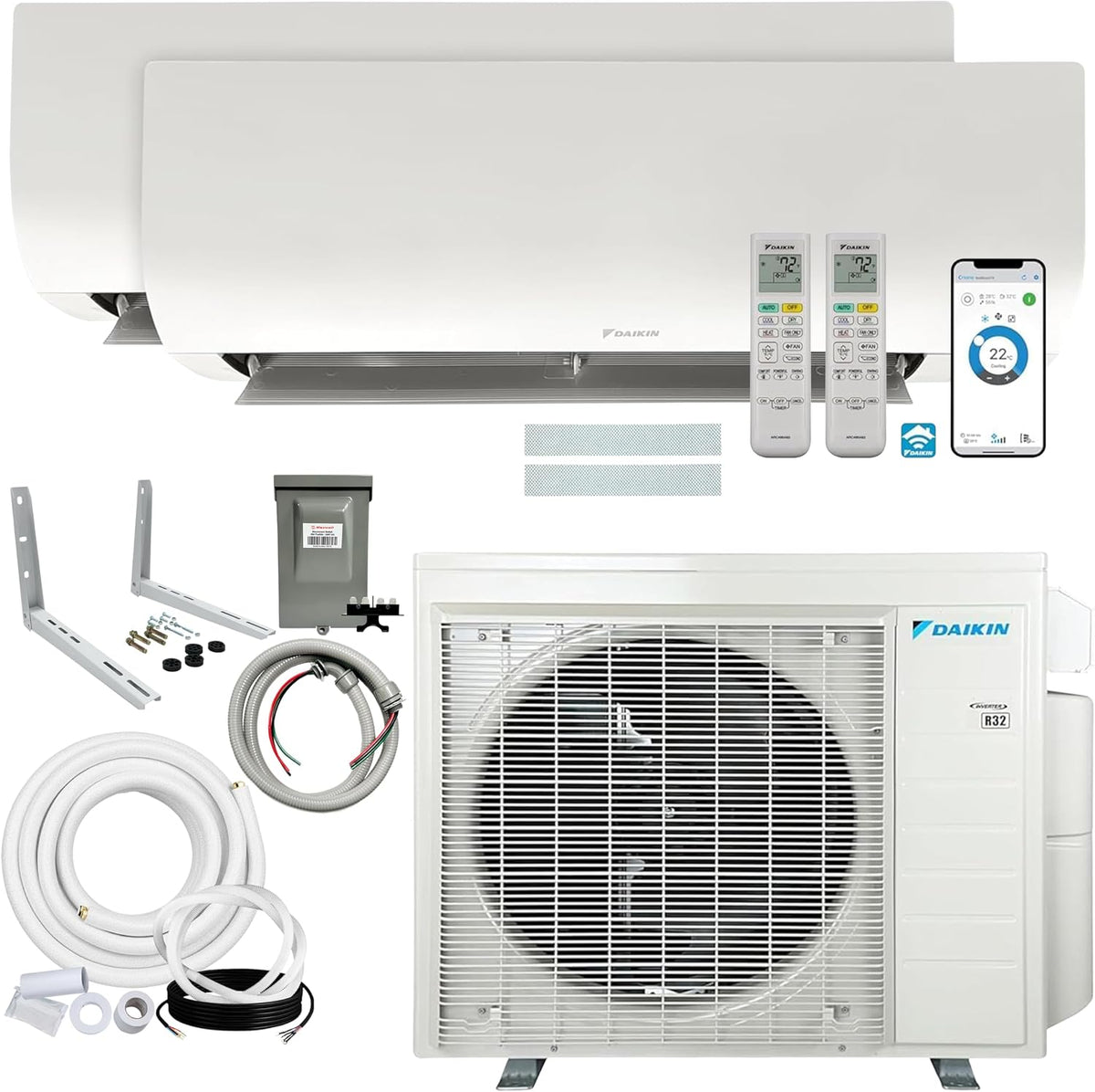 Ar condicionado split, DAIKIN, 21SEER2, 20A, 230V, Branco, para uso diário