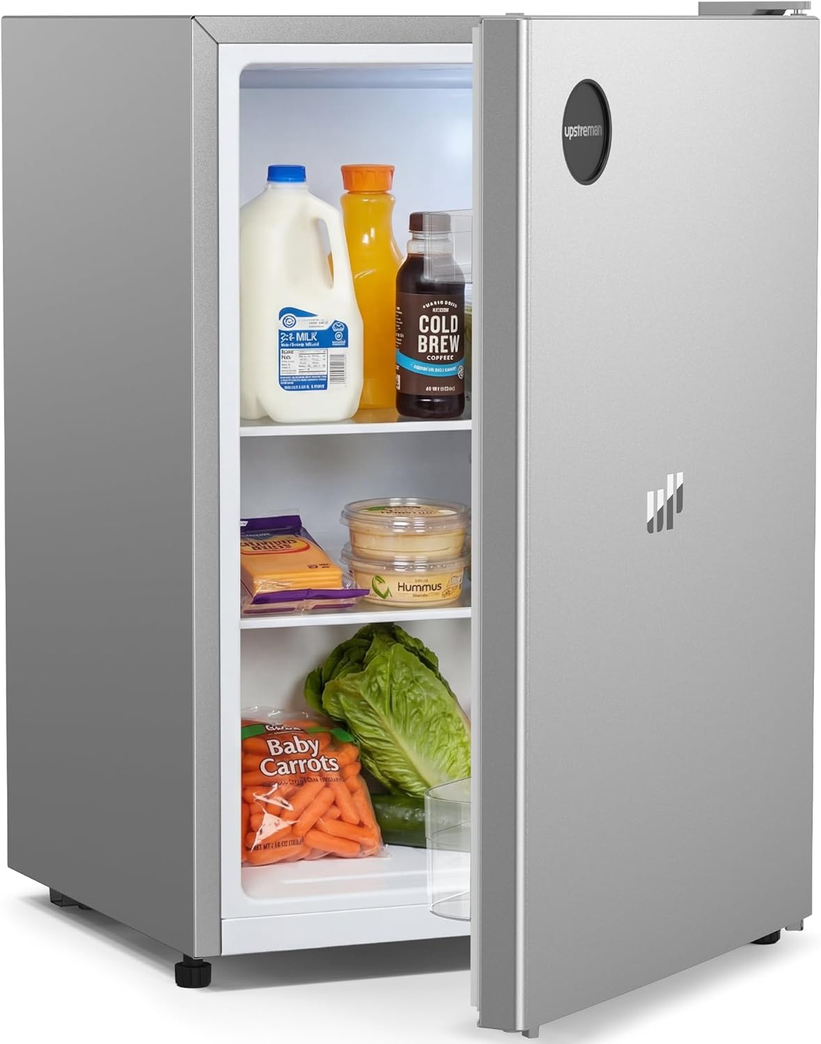 Minifrigorífico, Upstreman, 71L, 40 dB, 69cm, 46,5 × 45 × 69cm, regulável, com iluminação LED, plástico, Prateado, para uso diário