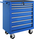 Armário para ferramentas, tectake, Werkzeugwagen, 79 cm, 69 × 33 × 79 cm, com rodas, com gavetas, com prateleiras, metal, Azul