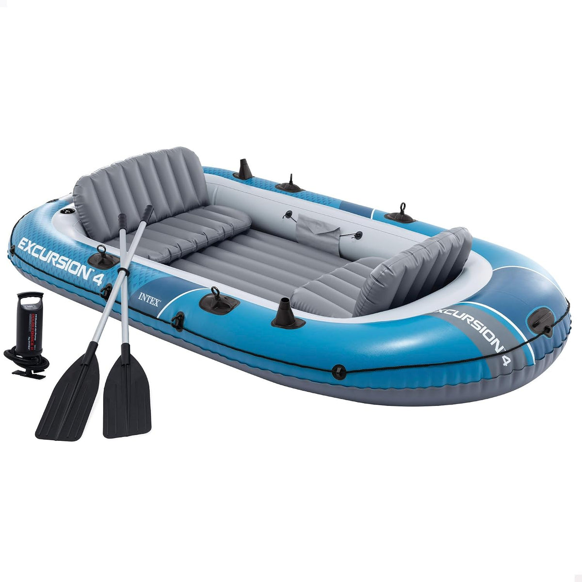 Barco, Intex, Excursion, 43 cm, 315 × 165 × 43 cm, 500 kg, 137 cm, alumínio, Azul / Cinzento, para uso diário