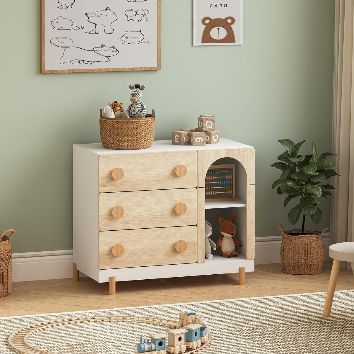 Cómoda, en.casa, 79 × 41 × 66 cm, com gavetas, madeira, Branco, para o quarto