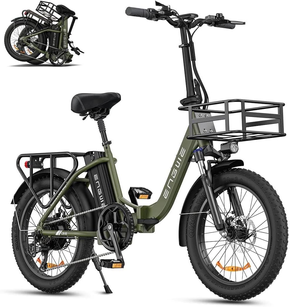 Bicicleta, ENGWE, E-Bike, 15.6Ah, 20 ', 36V, 15,6Ah, 250W, dobrável, regulável, Verde / Preto, para uso diário