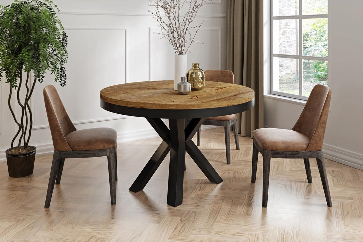 Mesa de jantar, WFL GROUP, Runder, 180 cm, madeira, Castanho / Preto, para uso diário