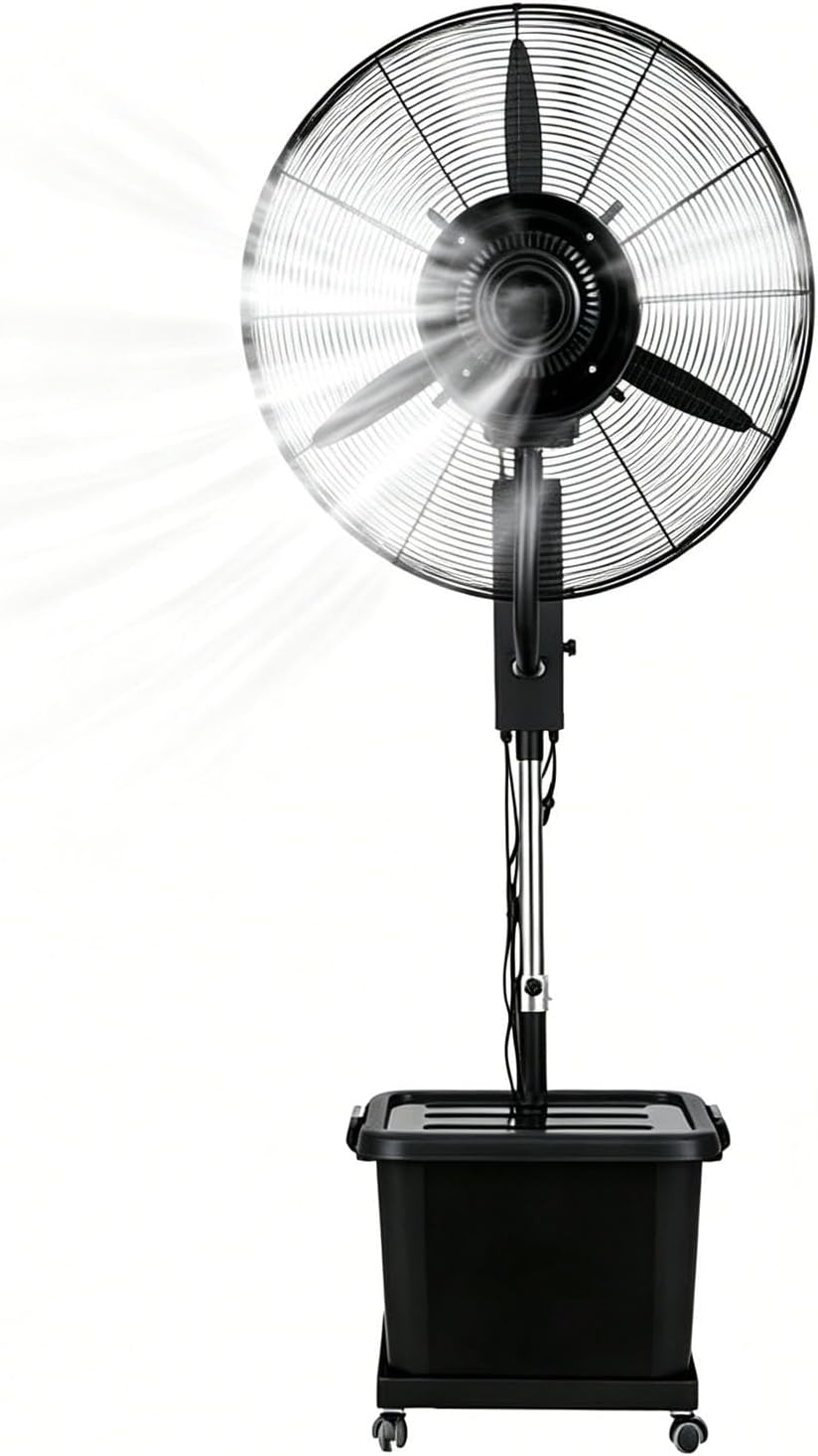 Ventoinha de pé, Lsoiup, 42L, 200cm, 71cm, 8.000 ml, altura regulável, regulável, com rodas, Preto, para uso diário