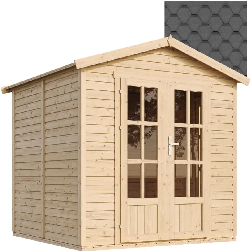 Abrigo de jardim, TIMBELA, M351FB, 2,3 m, 16 mm, 18 mm, 1 a, 2 mm, 2 pessoas, madeira, Preto, para jardim e exterior