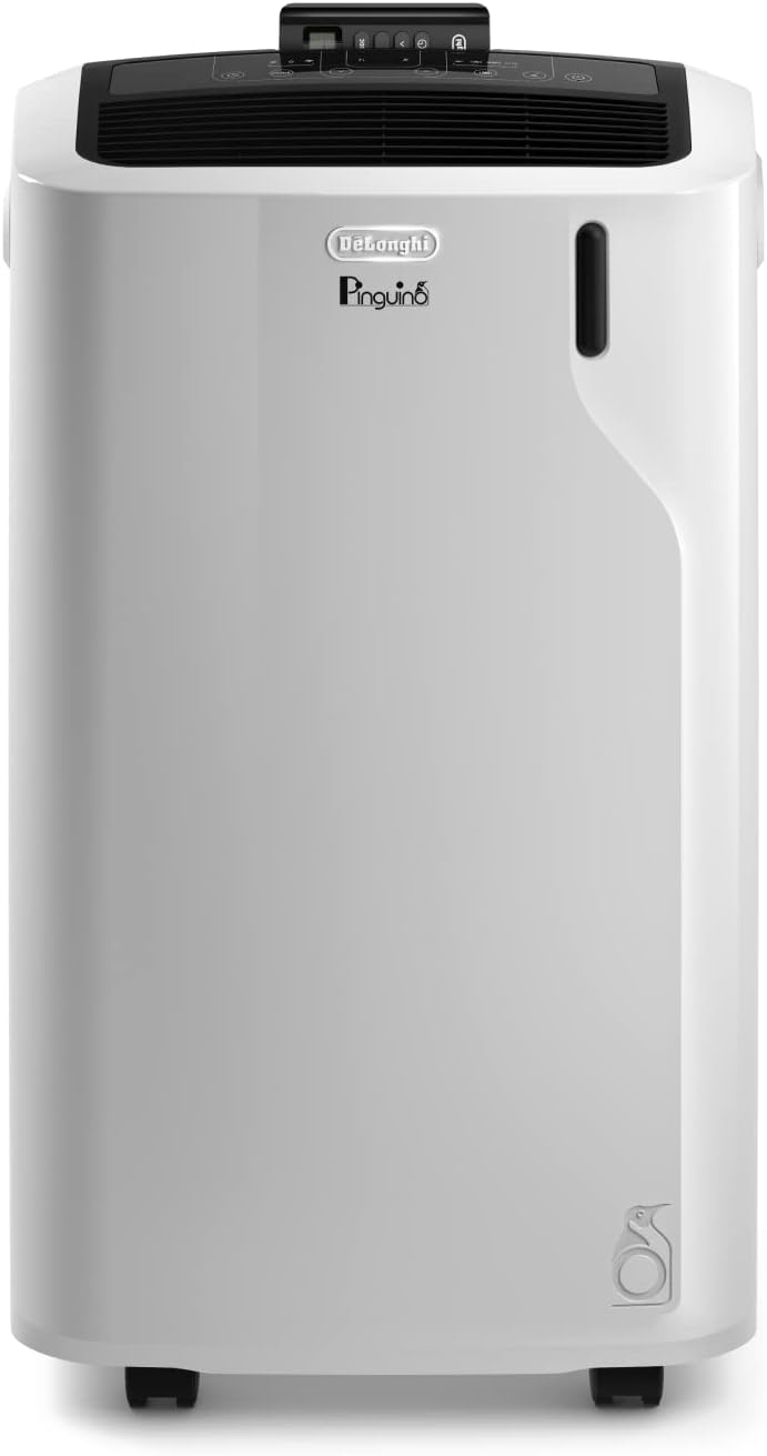 Ar condicionado portátil, De'Longhi, Pinguino, classe energética A, com comando à distância, com temporizador, com rodas, Branco / Preto