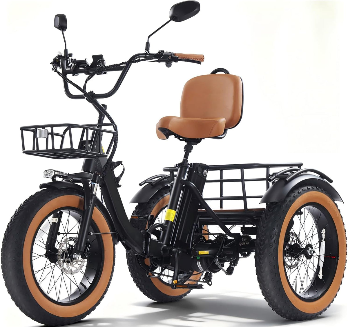 Bicicleta, KAKIGO, Elektro-Dreirad, 250W, 48V, 15.6Ah, dobrável, com rodas, alumínio, Preto / Castanho, para uso diário