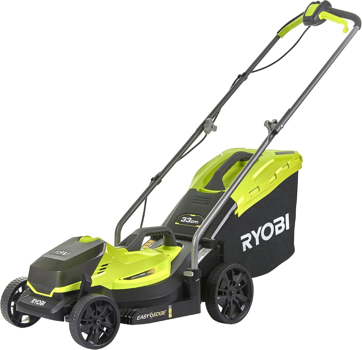 RYOBI, Corta-relva, OLM1833B, 18 V, 33 cm, dobrável, regulável, sem bateria, Verde / Preto, para utilização no exterior