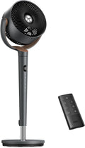 Ventoinha de pé, DREO, Standventilator, 20dB, 107cm, 9 níveis, altura regulável, regulável, com comando à distância, Preto / Cinzento, para uso diário