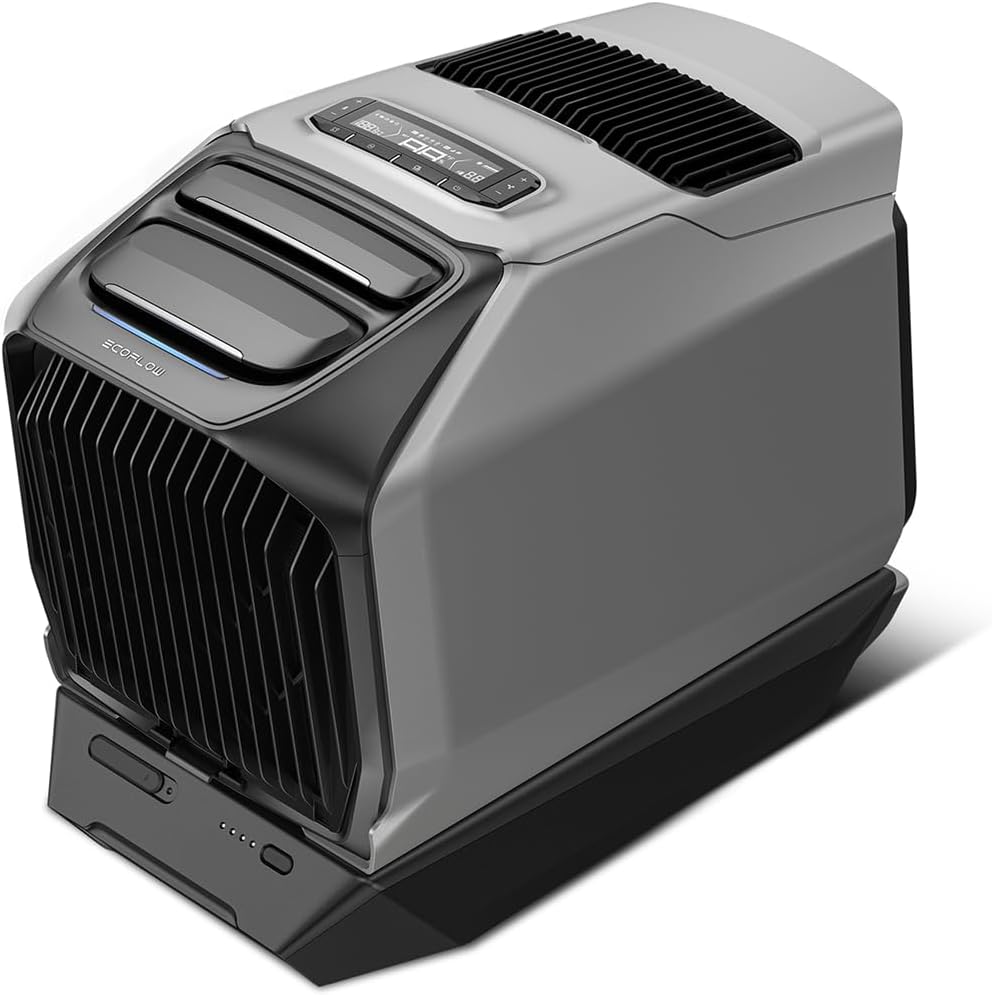 Ar condicionado portátil, EF ECOFLOW, W/6100, 1800 W, 2000 W, 800 W, 000 W, 44 dB, com temporizador, com controlo por aplicação, Preto / Cinzento