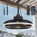 Ventoinha de teto com luz, HUYOY, IP65, 20cm, 30cm, resistente à água, com comando à distância, com temporizador, aço inoxidável, aço, Preto