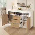 Cómoda, MSMOK, 85 cm, 140 × 40 × 85 cm, com gavetas, com prateleiras, madeira, Branco, para o quarto