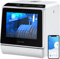 Máquina de lavar loiça, BLITZHOME, Mini, 5L, 6 programas, com controlo por aplicação, Branco / Preto, para uso diário