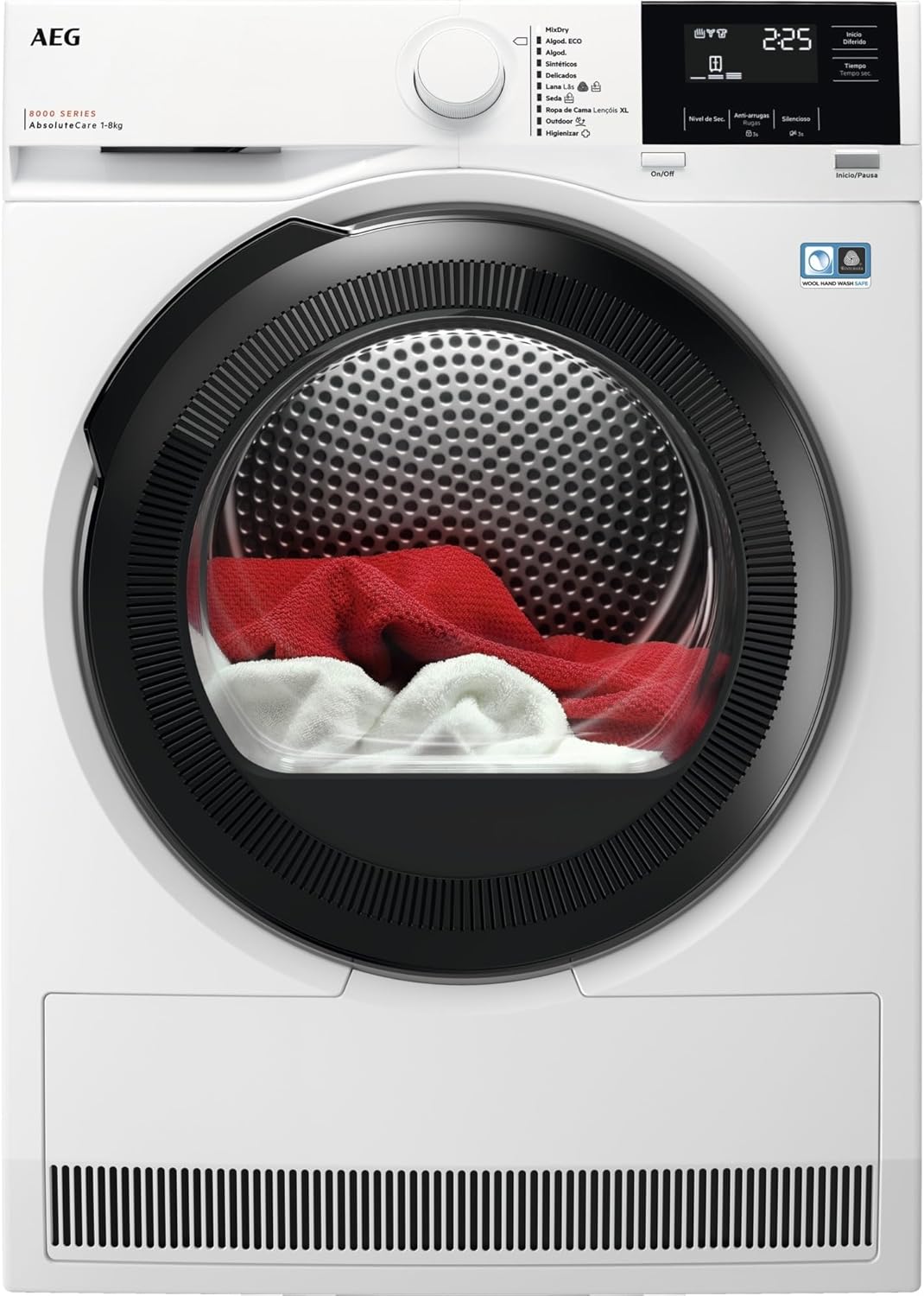 AEG, Máquina de secar roupa, TR818A4OB, 8 Kg, 76 dB, 599 mm, 52,4 kg, 847 × 597 × 599 mm, Branco, para uso diário