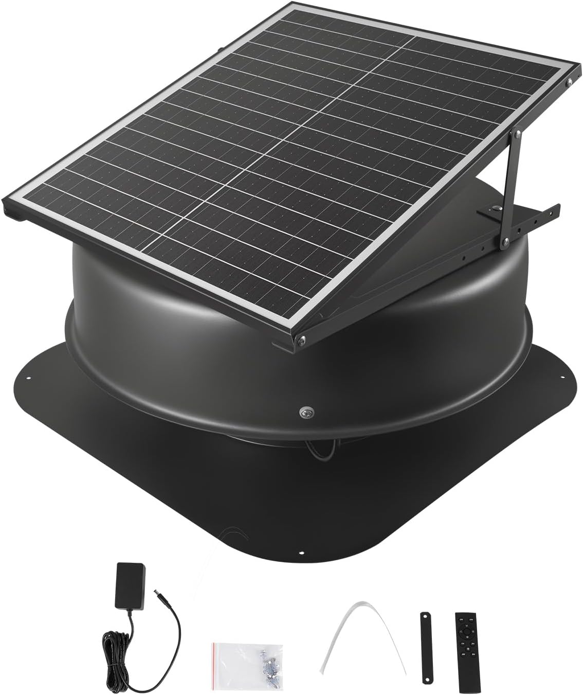 VEVOR, Extrator de casa de banho, Solarbetriebener, 42 W, 79287 L, com comando à distância, metal, Preto, para uso diário