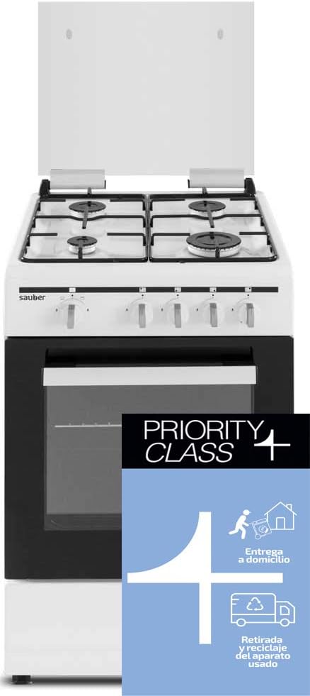 Fogão independente, SAUBER, SCW41GB, 9 kg, aço inoxidável, aço, Branco, para a cozinha