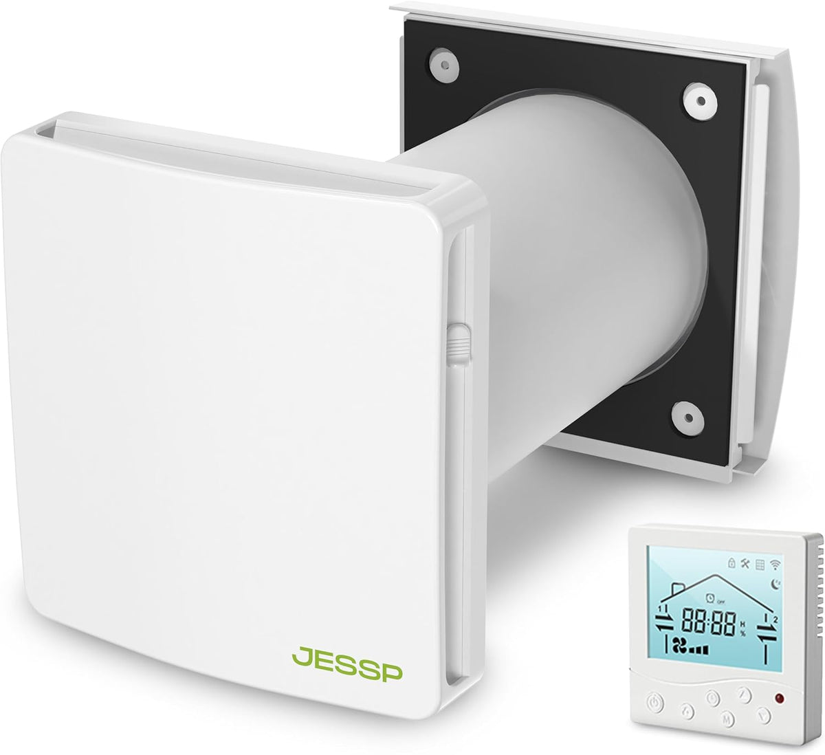 Soprador de folhas, JESSP, 11,2dB, classe energética A, com comando à distância, com controlo por aplicação, Branco / Preto