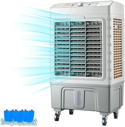 Climatizador evaporativo, Generic, 120, 60L, com rodas, Branco / Cinzento, para uso diário
