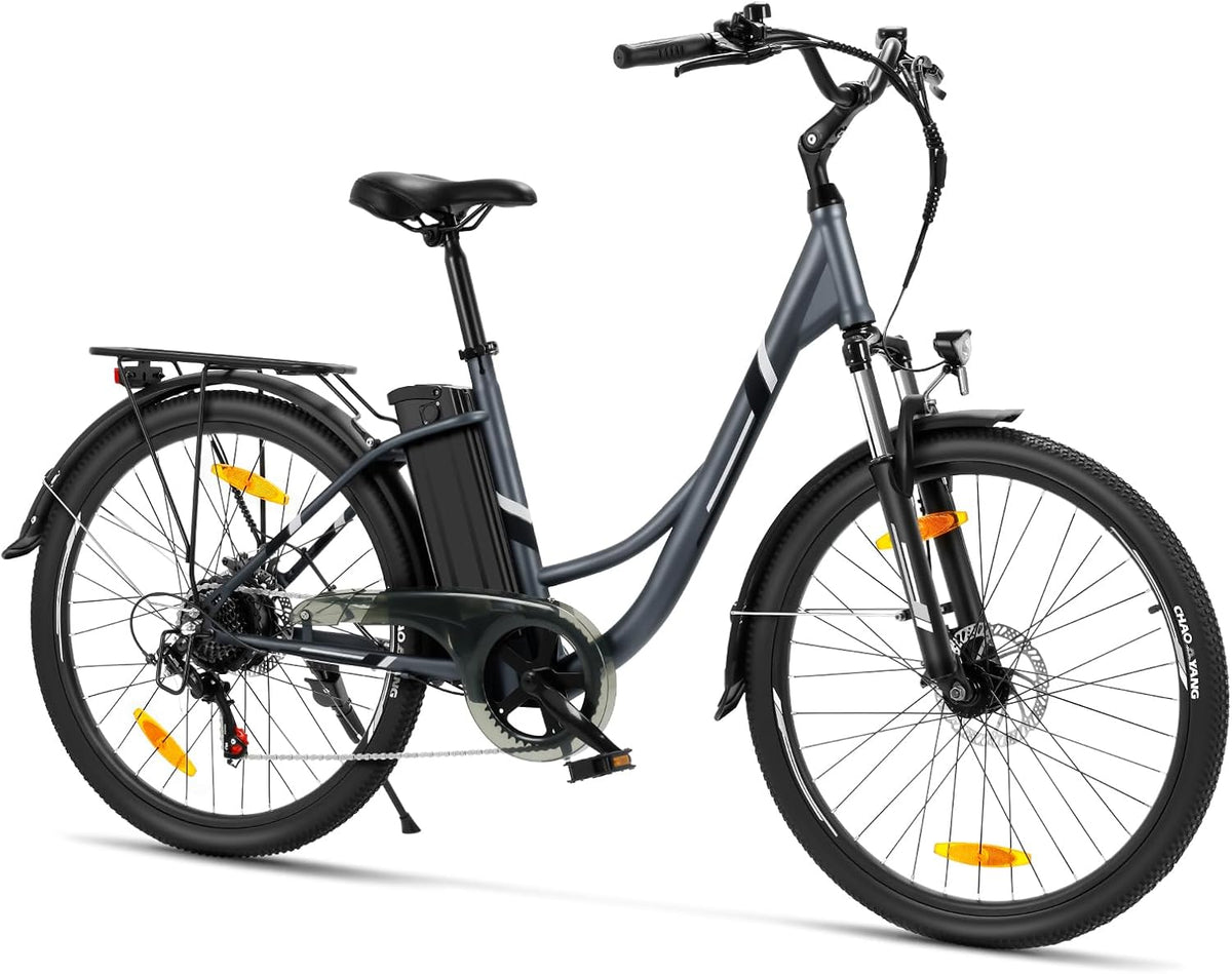 Bicicleta, Touroll, 250W, 36V, 15.6Ah, 25km/h, com rodas, Preto / Cinzento, para uso diário