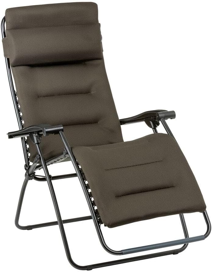 Espreguiçadeira, Lafuma, MOBILIER, dobrável, regulável, aço, poliéster, Castanho, para uso diário