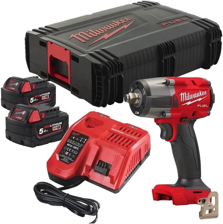 Chave de impacto, Milwaukee, Akku-Schlagschrauber, 5,0 Ah, Preto / Vermelho, para uso diário