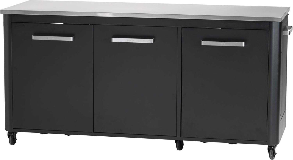 Mesa, cozze, 180, 90cm, 180 × 60 × 90cm, 1800 × 600 mm, com rodas, com portas, aço inoxidável, aço, Preto / Edelstahl, para uso diário