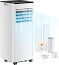 Ar condicionado portátil, EUHOMY, 2 L, classe energética A, com comando à distância, com temporizador, com rodas, Branco / Preto, para uso diário