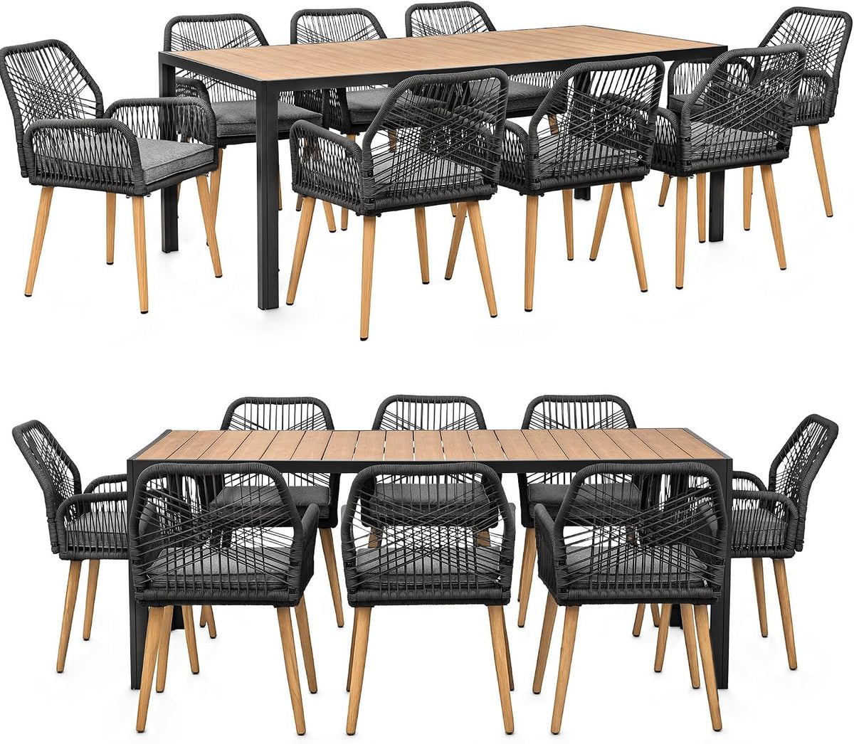 Conjunto de mobiliário de jardim, Swing & Harmonie, com portas, aço, madeira, Antracite / Holz, para utilização no exterior