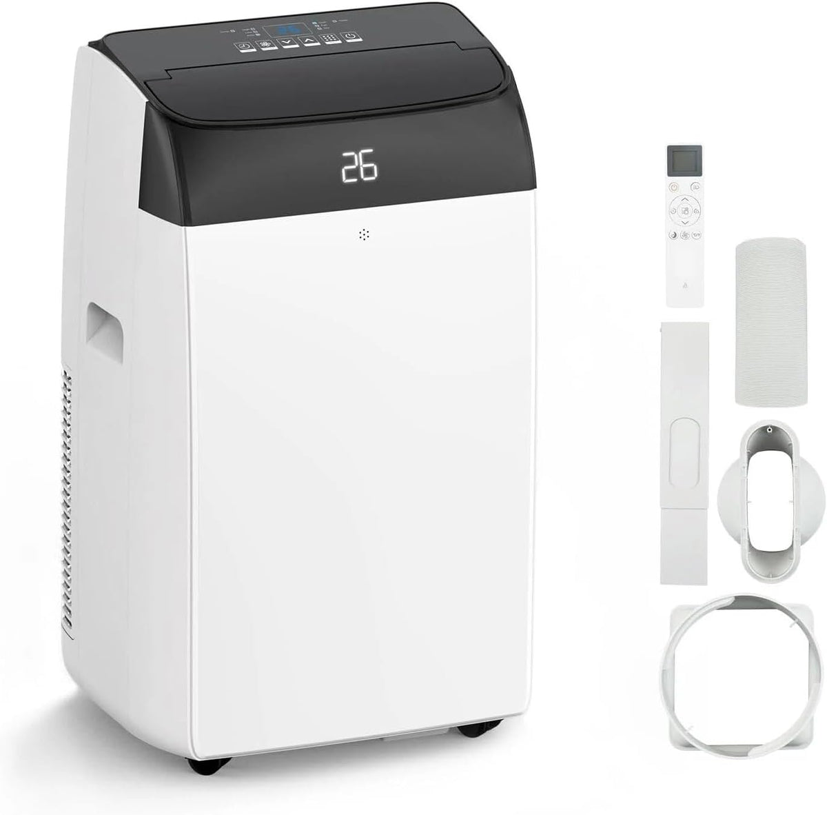 Ar condicionado portátil, GarveeLife, Mobile, 45 l, 3500W, classe energética A, com comando à distância, com temporizador, com rodas, Branco / Preto