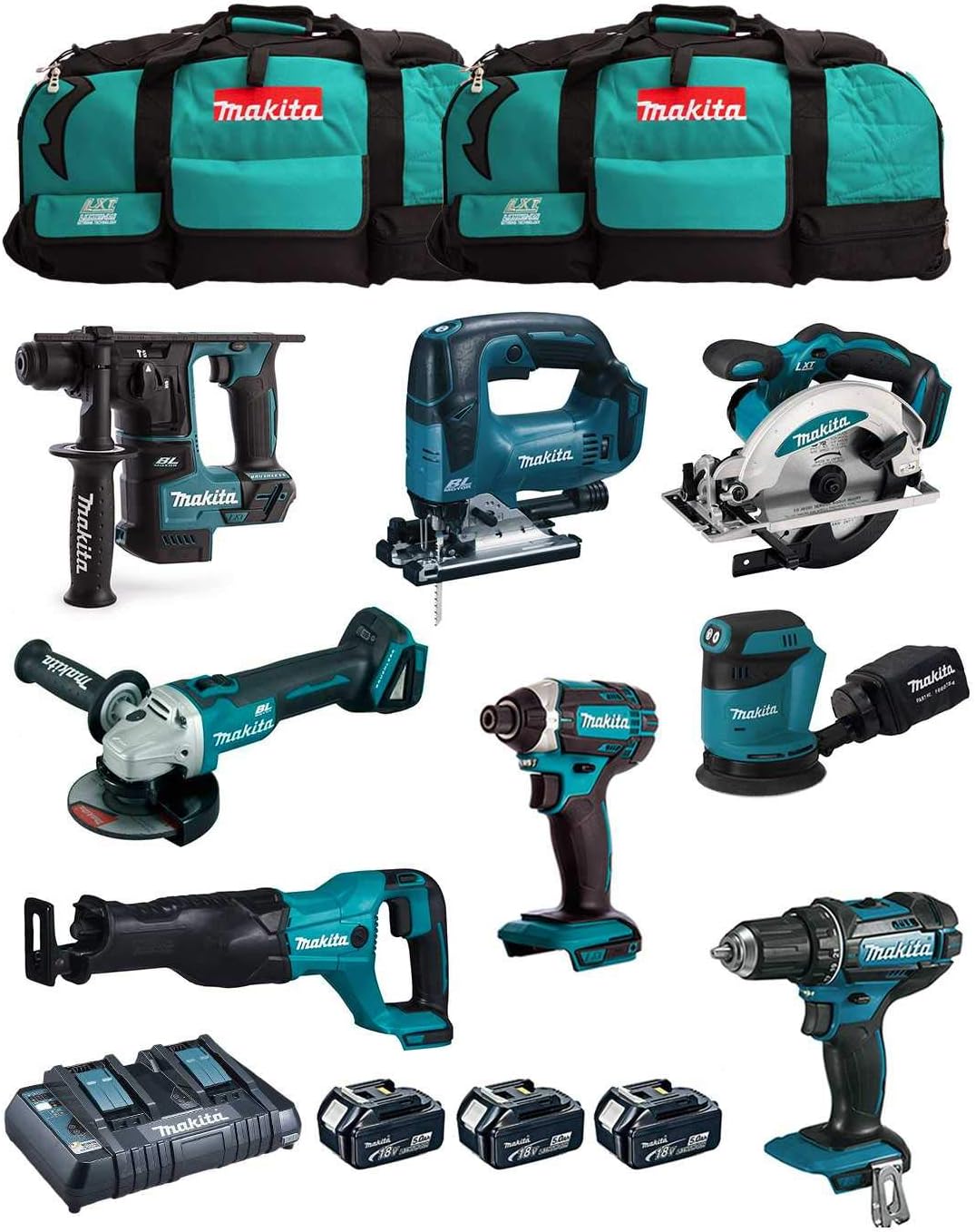 Makita, Berbequim aparafusador, MK801, 18V, 5,0 Ah, metal, Türkis / Preto, para trabalhos de manutenção