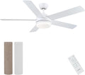 Ventoinha de teto com luz, CJOY, Zweifarbige, 52 ', 132cm, 4,7 W, 97 U/min, 6,5 W, com comando à distância, com temporizador, Branco / Holz