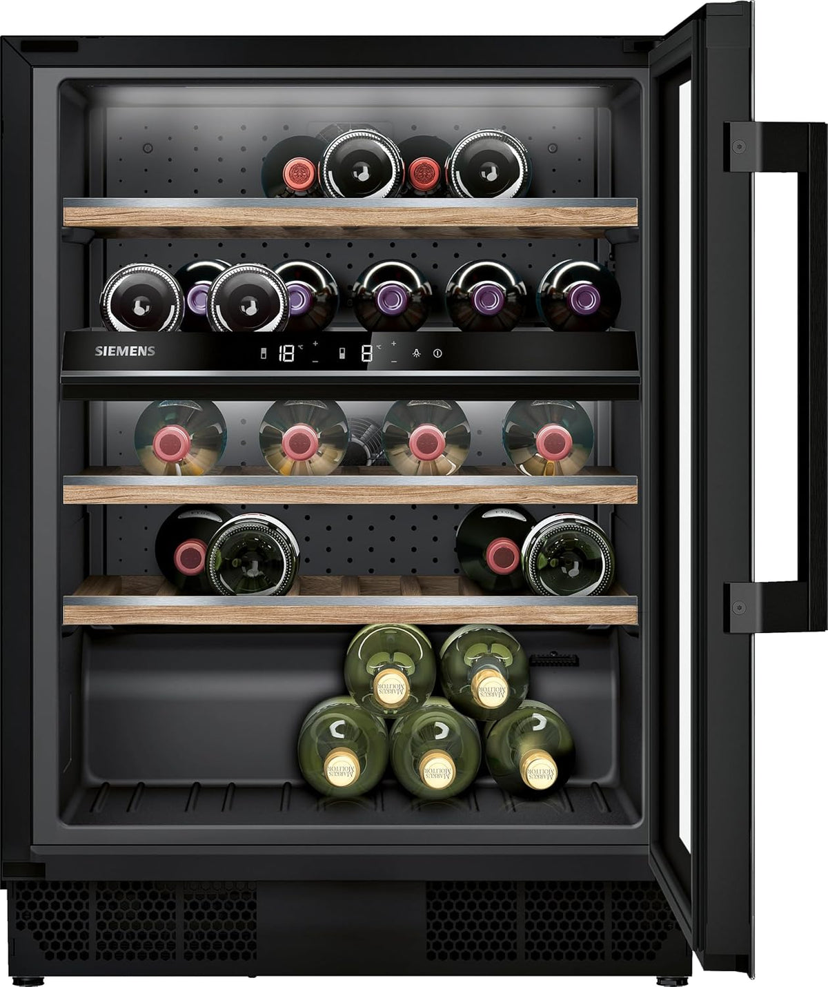 Siemens, Frigorífico, KU21WAHG0, 60 cm, 120 L, 82 × 60 cm, classe energética G, com iluminação LED, Preto / Edelstahl, para uso diário