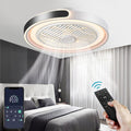 Ventoinha de teto com luz, ASJK, Deckenventilator, 72 W, com iluminação LED, com comando à distância, com temporizador, Preto / Branco