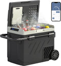 Geleira portátil, Outsunny, 12/24/240V, 49 L, 240 V, com iluminação LED, com rodas, plástico, Bege, para uso diário
