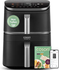 Fritadeira de ar quente, Cosori, Turbo, 10,8L, 6,5L, 4,3L, 23,5cm, 8,5cm, com controlo por aplicação, aço inoxidável, aço, Preto / Prateado