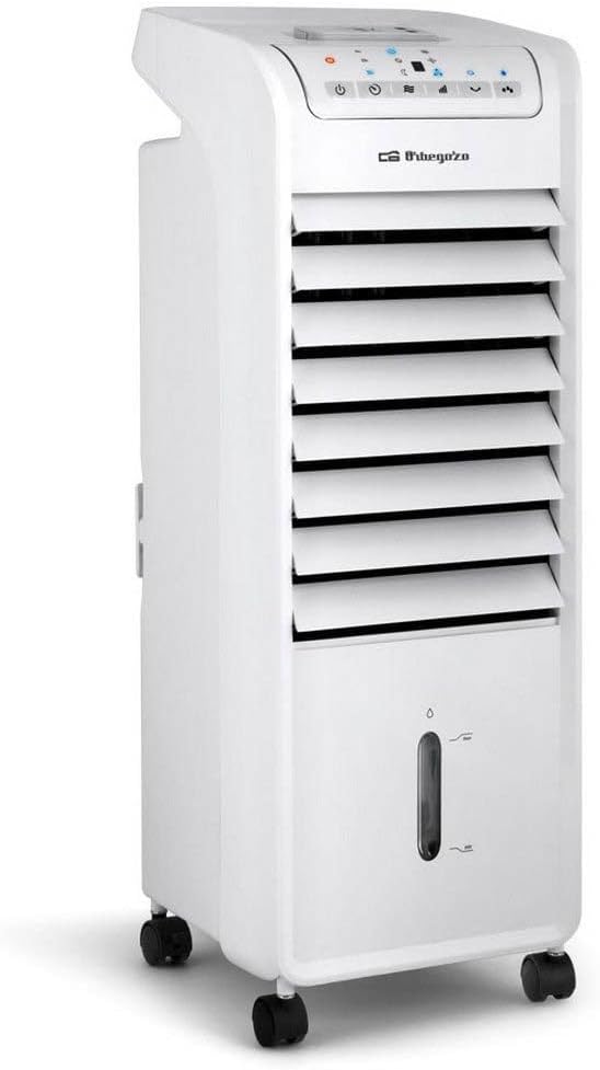 Climatizador evaporativo, Orbegozo, Air, 6 l, 55 W, 3 níveis, com comando à distância, com temporizador, plástico, metal, Branco, para uso diário