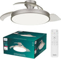 PHILIPS, Ventoinha de teto com luz, Atlas, 106 cm, dobrável, com iluminação LED, Nickel / Branco, para uso diário