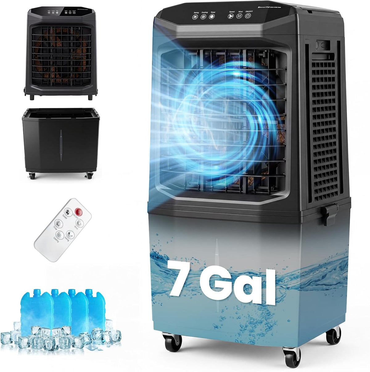Ar condicionado, KOTEK, 80W, 25.5L, com temporizador, Preto / Azul, para uso diário