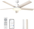 Ventoinha de teto, DREO, Smart, 132 cm, 12 níveis, com iluminação LED, com comando à distância, com temporizador, Branco / HellCastanho