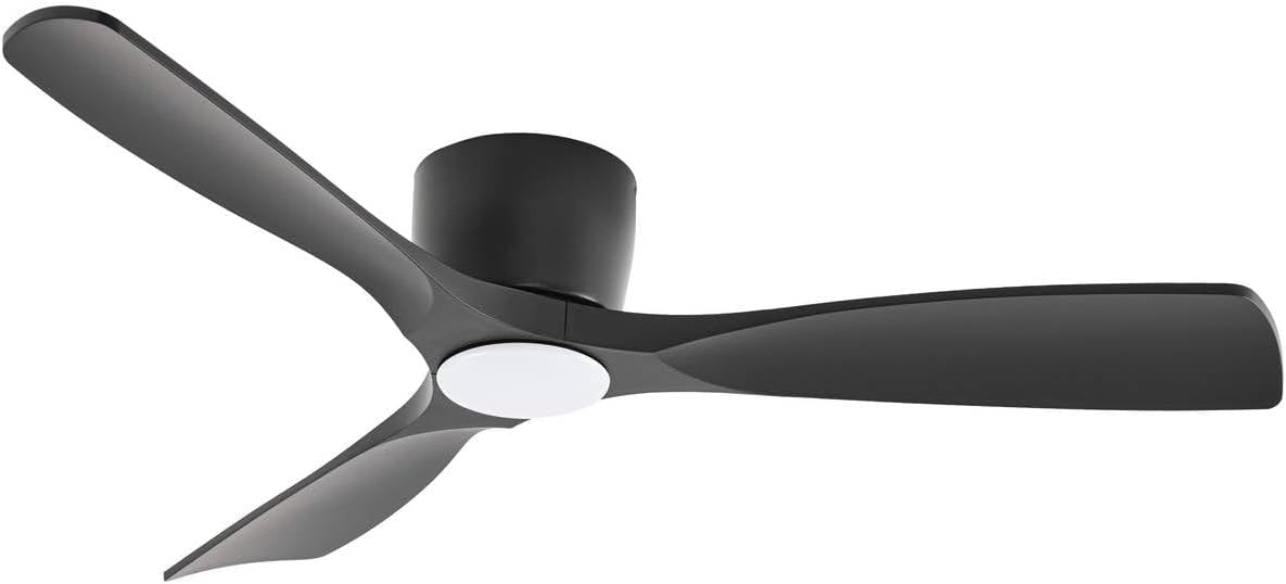 Ventoinha de teto com luz, Lucande, LED, com comando à distância, plástico, metal, Preto, para uso diário