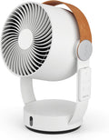 Ventoinha de mesa, Stadler Form, 3D-Luftzirkulator, regulável, com comando à distância, com temporizador, pele sintética, Branco / Castanho