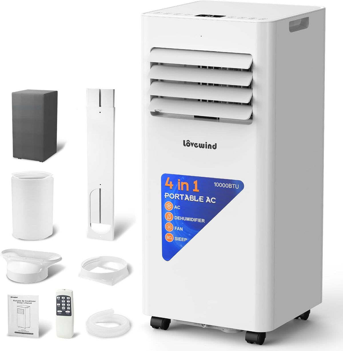 Ar condicionado portátil, Lovewind, 10000, 1.5L, Branco, para uso diário