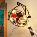 Ventoinha de teto com luz, KRIPINC, 60cm, 25cm, 240V, 35dB, com comando à distância, com temporizador, madeira, Preto / Castanho, para uso diário