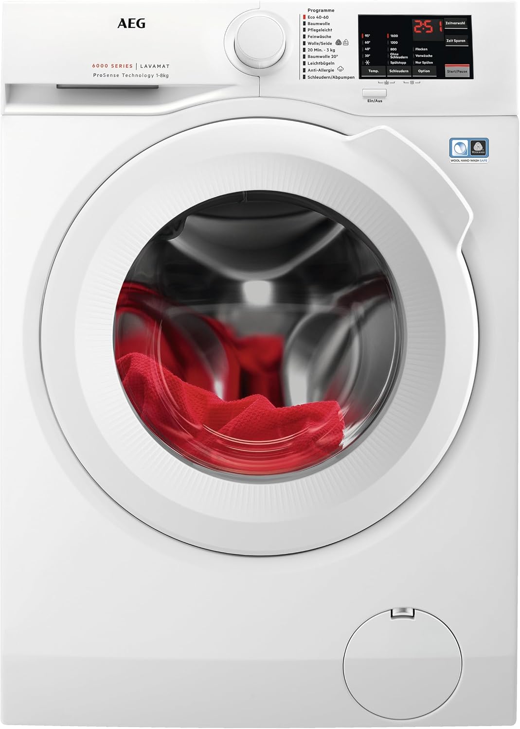 AEG, Máquina de lavar roupa, Waschmaschine, 8,0 kg, 1600 U/min, plástico, Branco, para uso diário