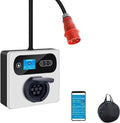 Carregador, JecoEV, 6A-32A, 22kW, 6A, 32A, 8A, com temporizador, com controlo por aplicação, Preto / Branco / Vermelho, para uso diário