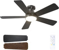 Ventoinha de teto com luz, Passky, 107cm, 35 dB, 220V, classe energética A, 6 níveis, com comando à distância, madeira, Preto / Holzoptik