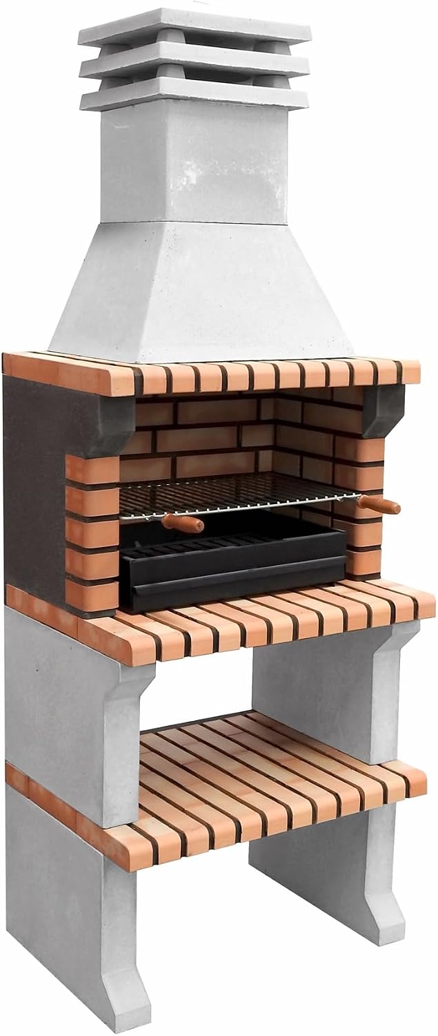 Grelhador a carvão, MAESTRO FERRETERO, MOVELAR, 210 cm, 76 × 58 × 210 cm, Cinzento, para jardim e exterior