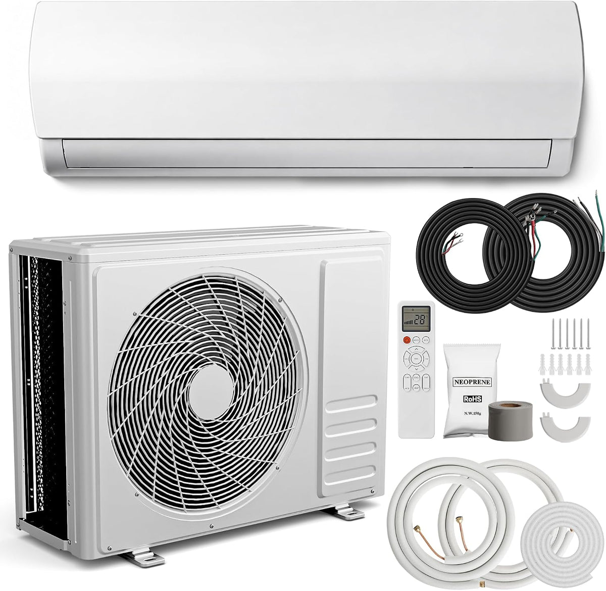 Ar condicionado split, TRIUMPHKEY, Split, 3,5 kW, 3,1 kW, classe energética A++, com comando à distância, com temporizador, Branco, para uso diário