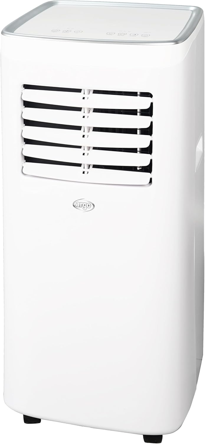 Ar condicionado portátil, Argo, 33,4 cm, 69 × 32,8 × 33,4 cm, classe energética A, 21 l, com comando à distância, com temporizador, com rodas, Branco