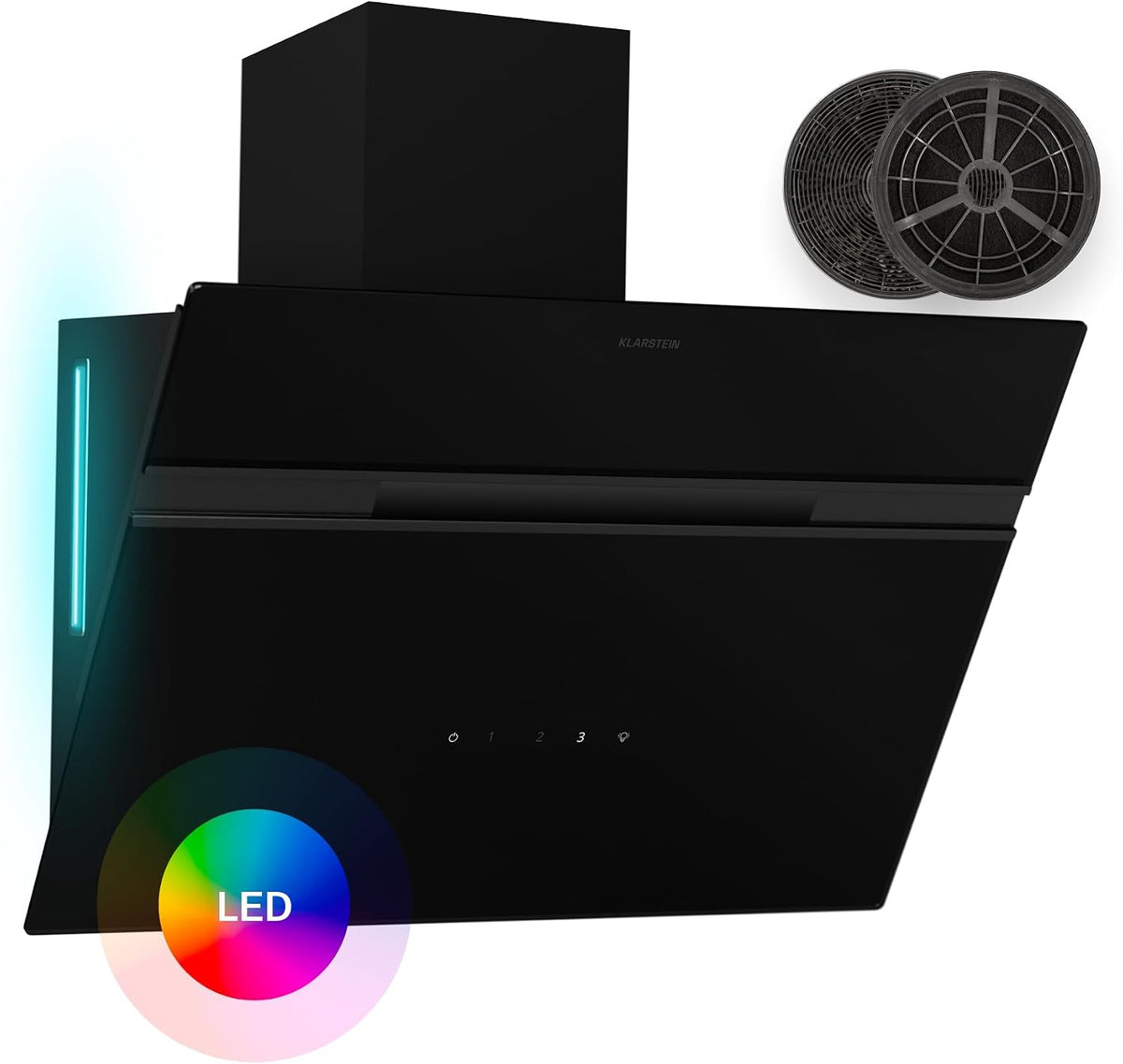 Klarstein, Exaustor, Dunstabzugshaube, classe energética A, com iluminação LED, Preto, para uso diário